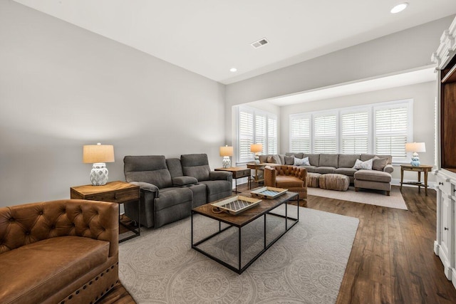 2208 Primus Rd, Mount Pleasant, SC 29466 - living room with dark wood-style flooring, healthy amount of natural light, and recessed lighting
