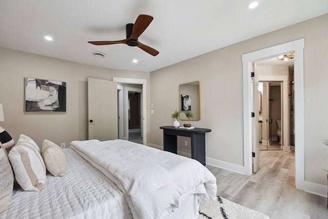 1161 Monaco Dr, Mount Pleasant, SC 29464 - bedroom with light wood-style flooring, recessed lighting, and ceiling fan