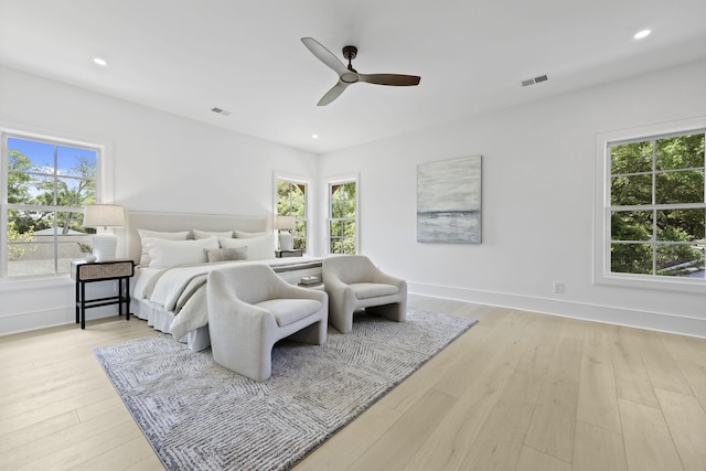 755 Adluh St, Mount Pleasant, SC 29464 - bedroom featuring recessed lighting, multiple windows, light wood-type flooring, and visible vents
