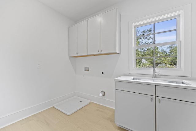 755 Adluh St, Mount Pleasant, SC 29464 - laundry area with light wood-style flooring, hookup for an electric dryer, a sink, cabinet space, and washer hookup