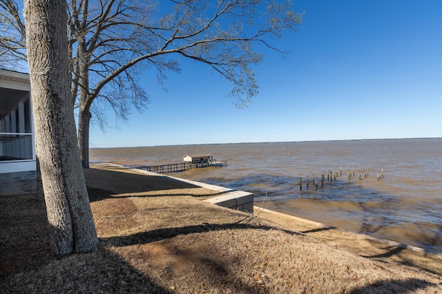 view of dock featuring a water view