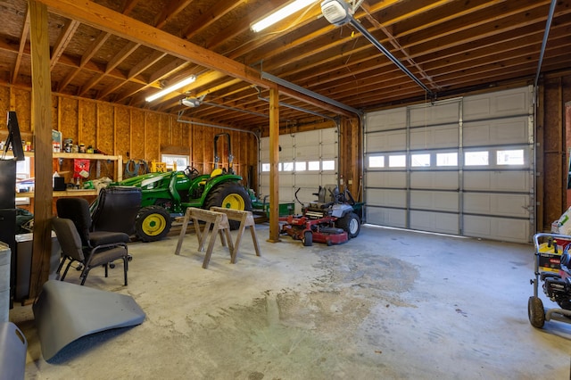 garage with a garage door opener