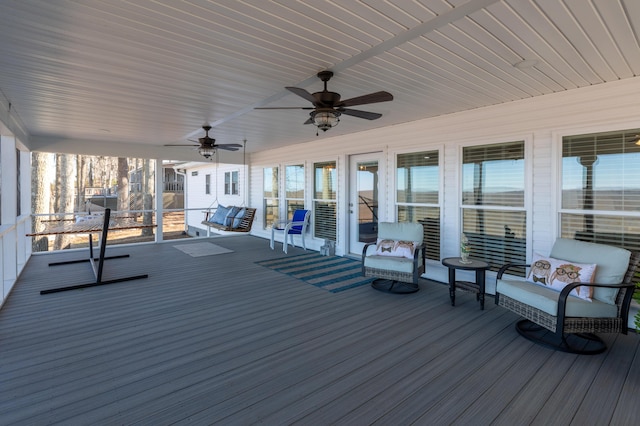 deck featuring ceiling fan