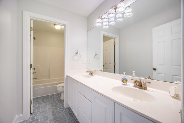 1713 Pimlico Blvd, Moncks Corner, SC 29461 - bathroom featuring double vanity, toilet, shower / bath combination, and a chandelier
