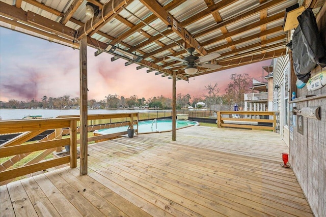 1713 Pimlico Blvd, Moncks Corner, SC 29461 - deck at dusk with a water view and a ceiling fan