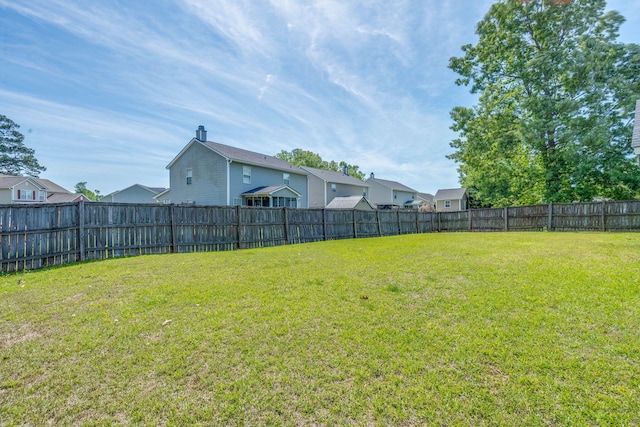 view of yard featuring a residential view and a fenced backyard