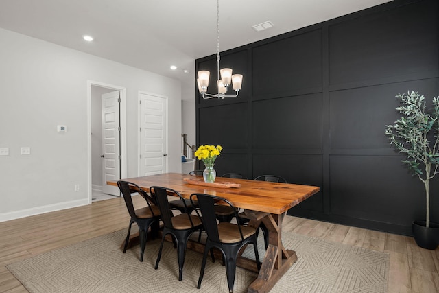 238 Bird Song Path, Summerville, SC 29485 - dining room featuring a chandelier, recessed lighting, light wood-style flooring, and baseboards