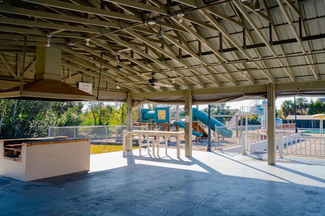 view of patio with a playground