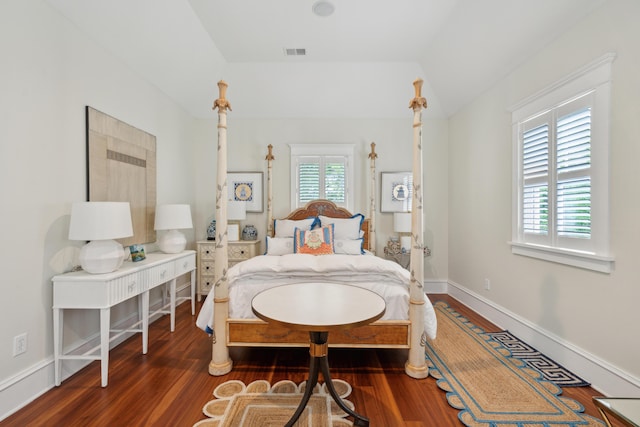 28 Robert Mills Cir, Mount Pleasant, SC 29464 - bedroom with wood finished floors, lofted ceiling, and baseboards