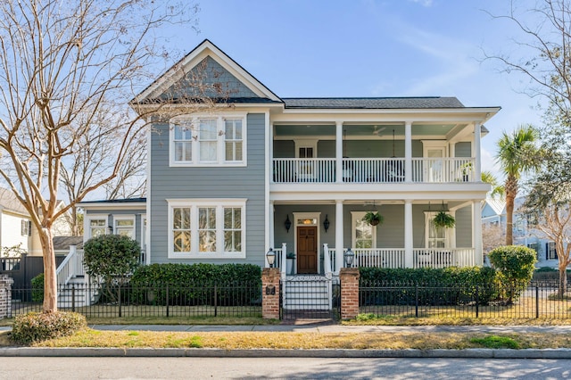 view of front of home featuring a porch and a balcony