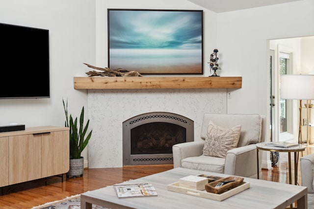 living room with hardwood / wood-style flooring