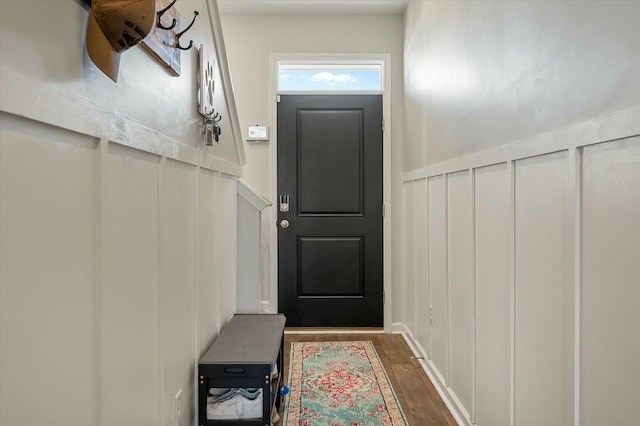 doorway to outside with hardwood / wood-style floors