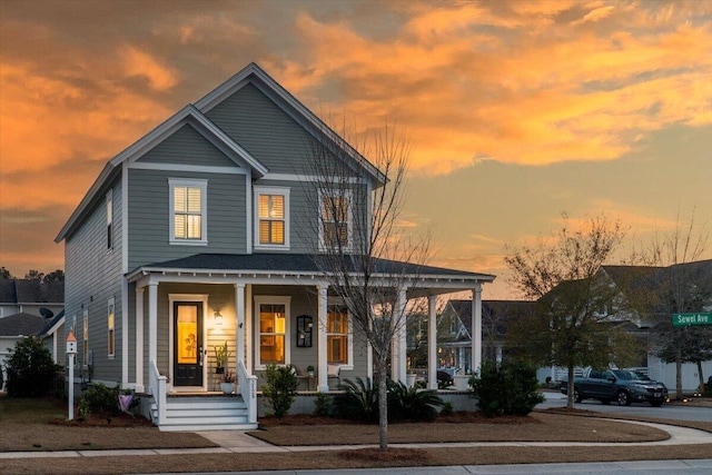 view of front of property with a porch