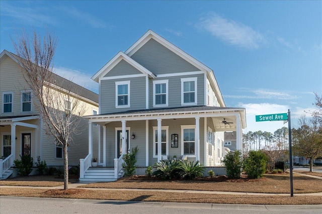 view of front facade featuring covered porch