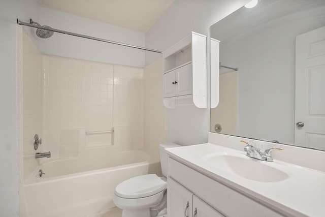 full bathroom featuring toilet, shower / washtub combination, and vanity