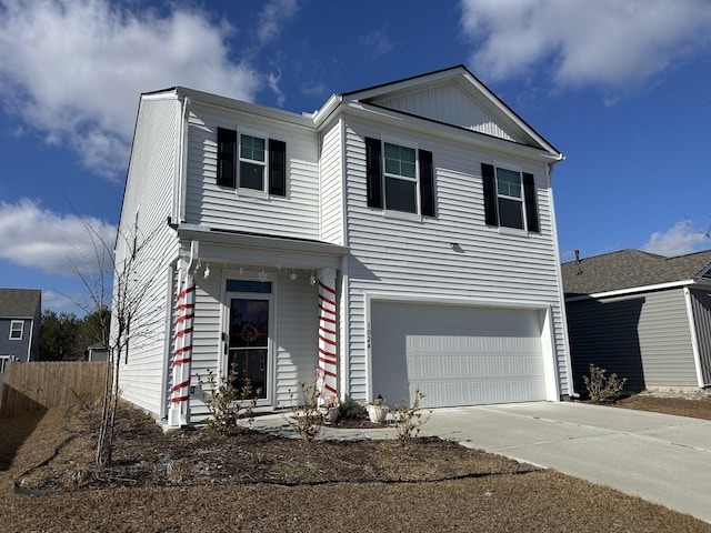 view of front of property featuring a garage