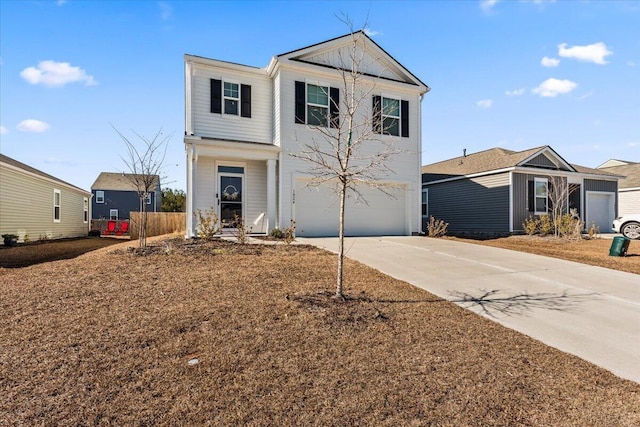 view of property with a garage