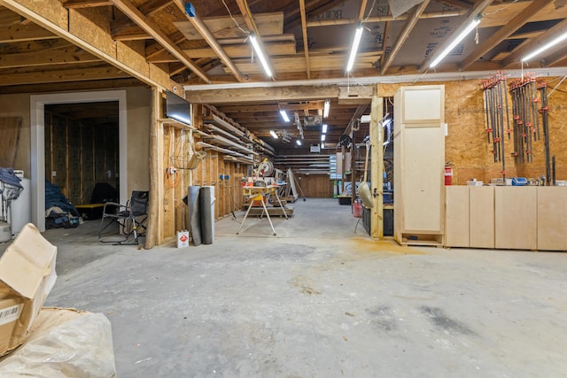 below grade area featuring a workshop area
