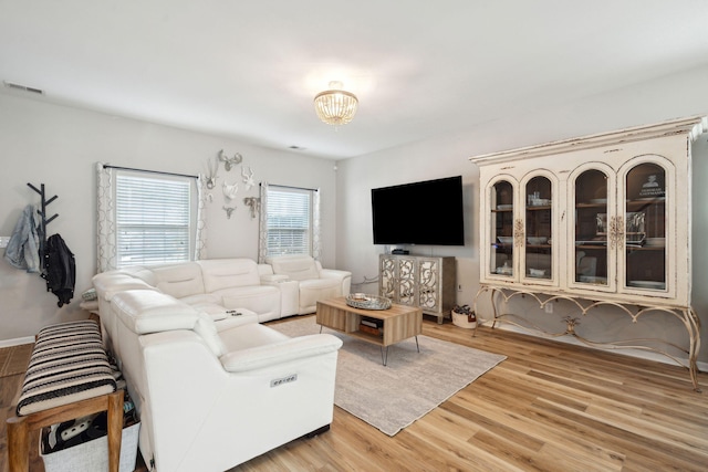 living room featuring light hardwood / wood-style floors