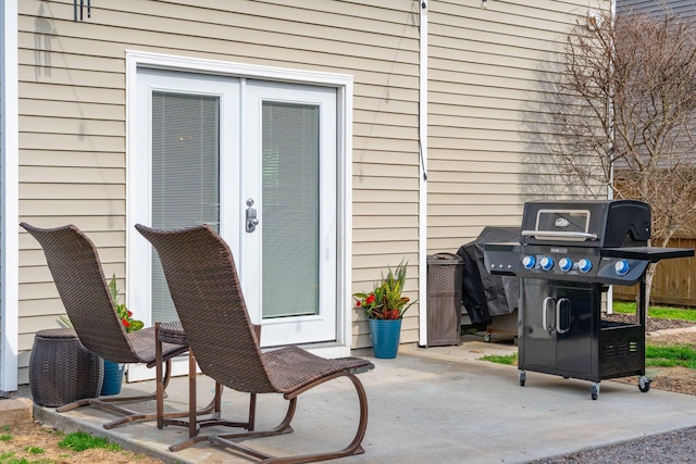 view of patio / terrace with french doors and grilling area