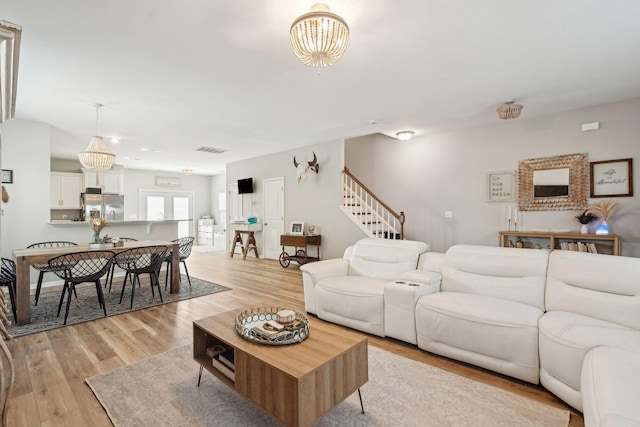 living room with light wood-type flooring