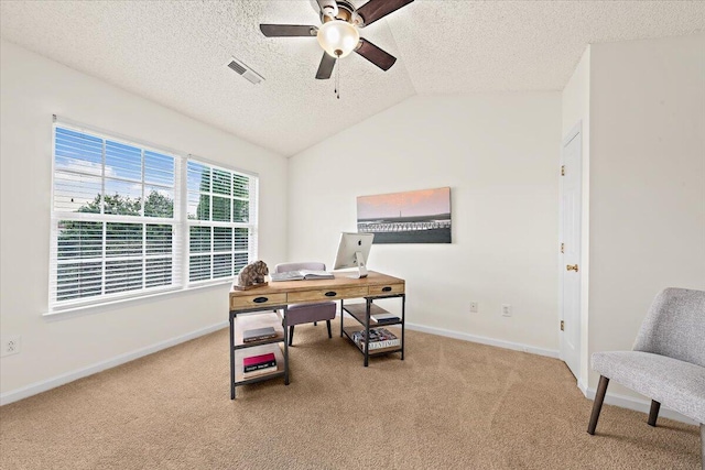 105 Brockman Way, Goose Creek, SC 29445 - carpeted office featuring a ceiling fan, a textured ceiling, and vaulted ceiling