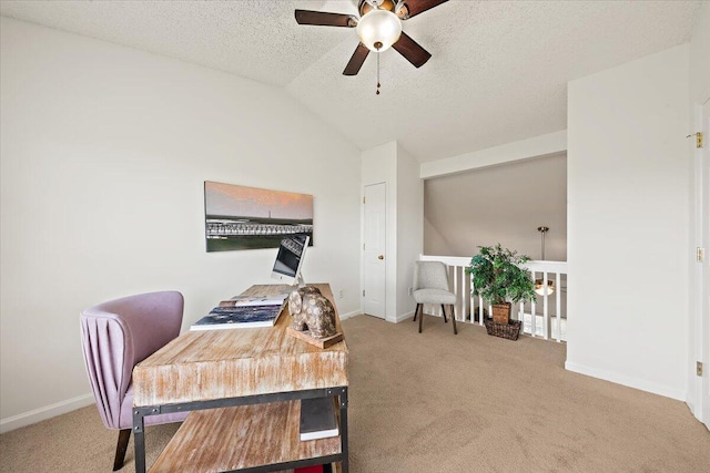 105 Brockman Way, Goose Creek, SC 29445 - office area with a ceiling fan, carpet flooring, vaulted ceiling, and a textured ceiling