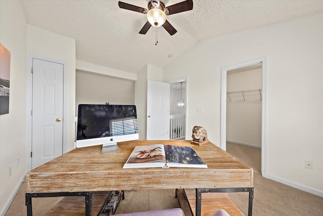 105 Brockman Way, Goose Creek, SC 29445 - carpeted office space featuring ceiling fan, lofted ceiling, and a textured ceiling