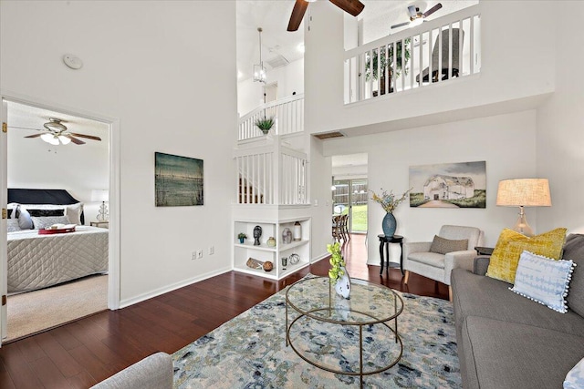 105 Brockman Way, Goose Creek, SC 29445 - living room with ceiling fan, wood finished floors, and a towering ceiling