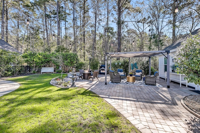view of patio / terrace with an outdoor hangout area and fence