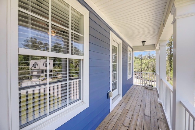 wooden terrace with covered porch