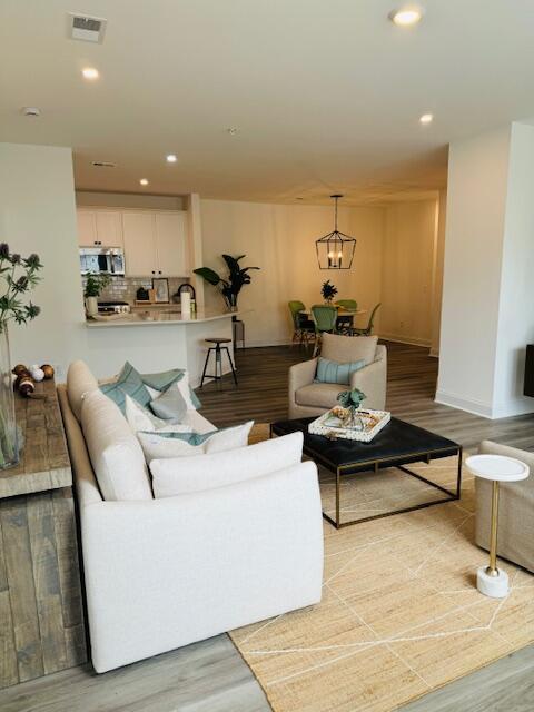 living room featuring light hardwood / wood-style floors