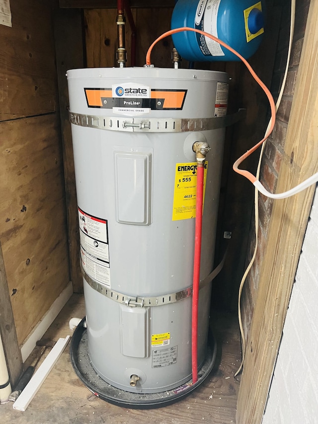 utility room featuring water heater