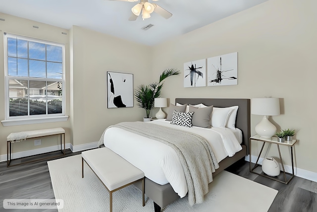 7869 High Maple Cir N, Charleston, SC 29418 - bedroom featuring baseboards, wood finished floors, and ceiling fan