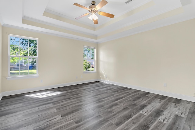 7869 High Maple Cir N, Charleston, SC 29418 - spare room featuring a tray ceiling, plenty of natural light, dark wood finished floors, and crown molding