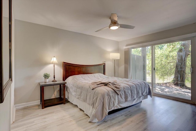 8483 Yadkin Cir Unit D, North Charleston, SC 29406 - bedroom with access to outside, light wood-style floors, and ceiling fan