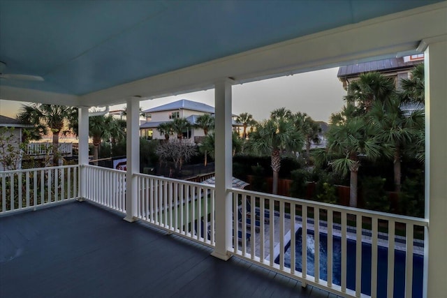 balcony with ceiling fan