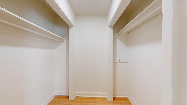 spacious closet with light hardwood / wood-style flooring