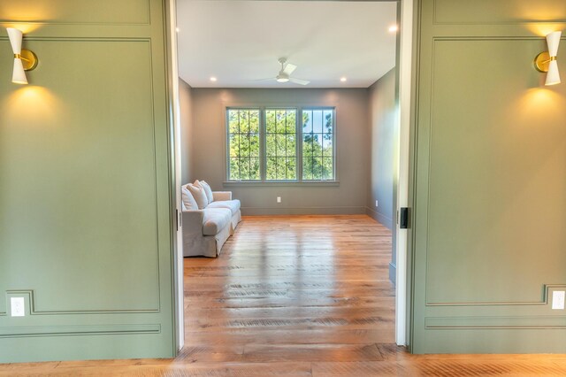 515 Claret Way, Kiawah Island, SC 29455 - living area featuring baseboards, wood finished floors, a ceiling fan, and recessed lighting