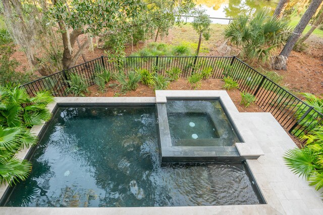 515 Claret Way, Kiawah Island, SC 29455 - view of pool featuring an in-ground hot tub and a fenced backyard