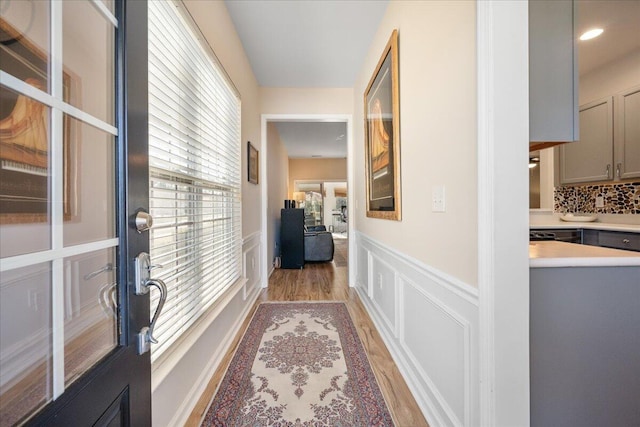 hall featuring light hardwood / wood-style floors