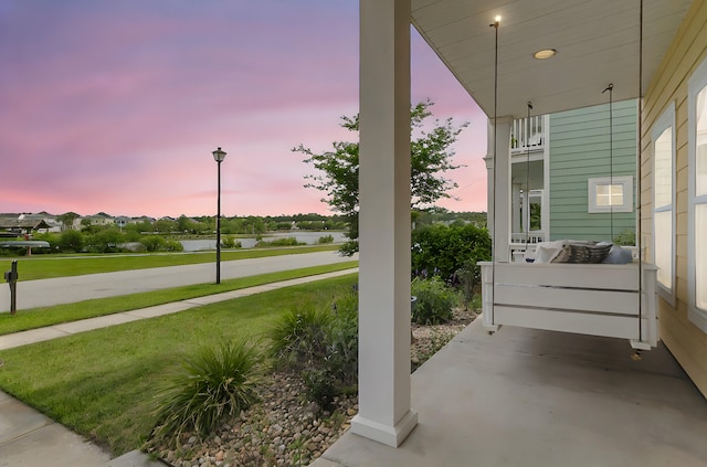 2961 Waterleaf Rd, Johns Island, SC 29455 - view of patio featuring a water view and covered porch