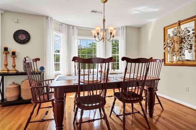8346 Chisolm Plantation Rd, Edisto Island, SC 29438 - dining room featuring a chandelier, wood finished floors, and baseboards