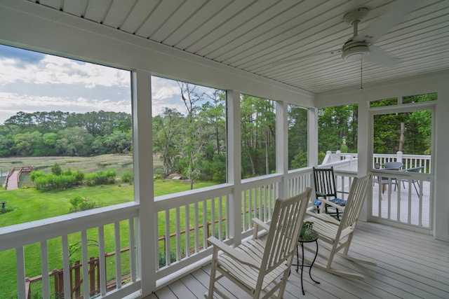 8346 Chisolm Plantation Rd, Edisto Island, SC 29438 - sunroom featuring ceiling fan and healthy amount of natural light