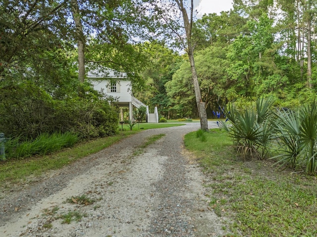 8346 Chisolm Plantation Rd, Edisto Island, SC 29438 - view of dirt / gravel road with stairs