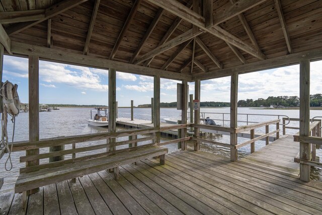 8346 Chisolm Plantation Rd, Edisto Island, SC 29438 - dock area featuring a water view and boat lift