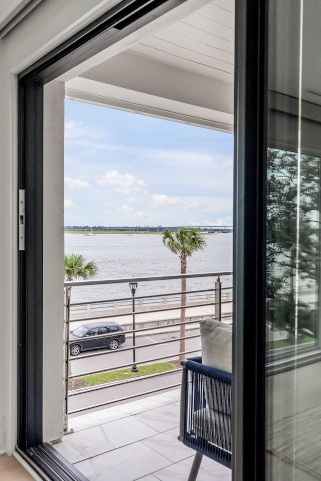 balcony with a water view