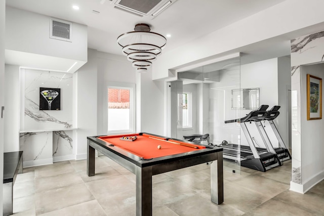 recreation room with billiards