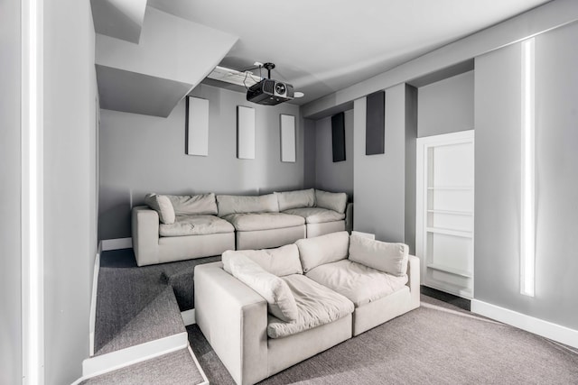 cinema room with carpet floors