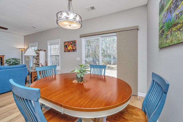 dining room with light hardwood / wood-style flooring